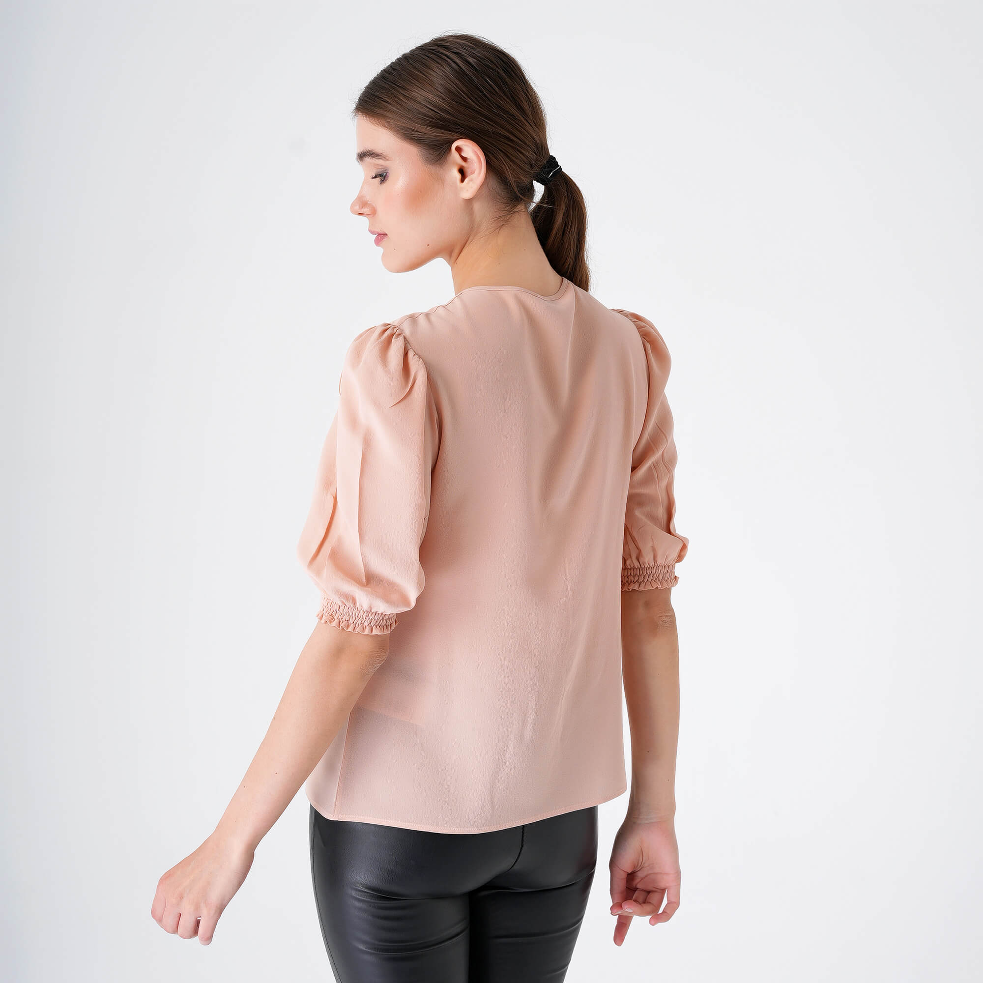 Etro - Soft Pink Ruffle&Half Sleeve Silk Blousse